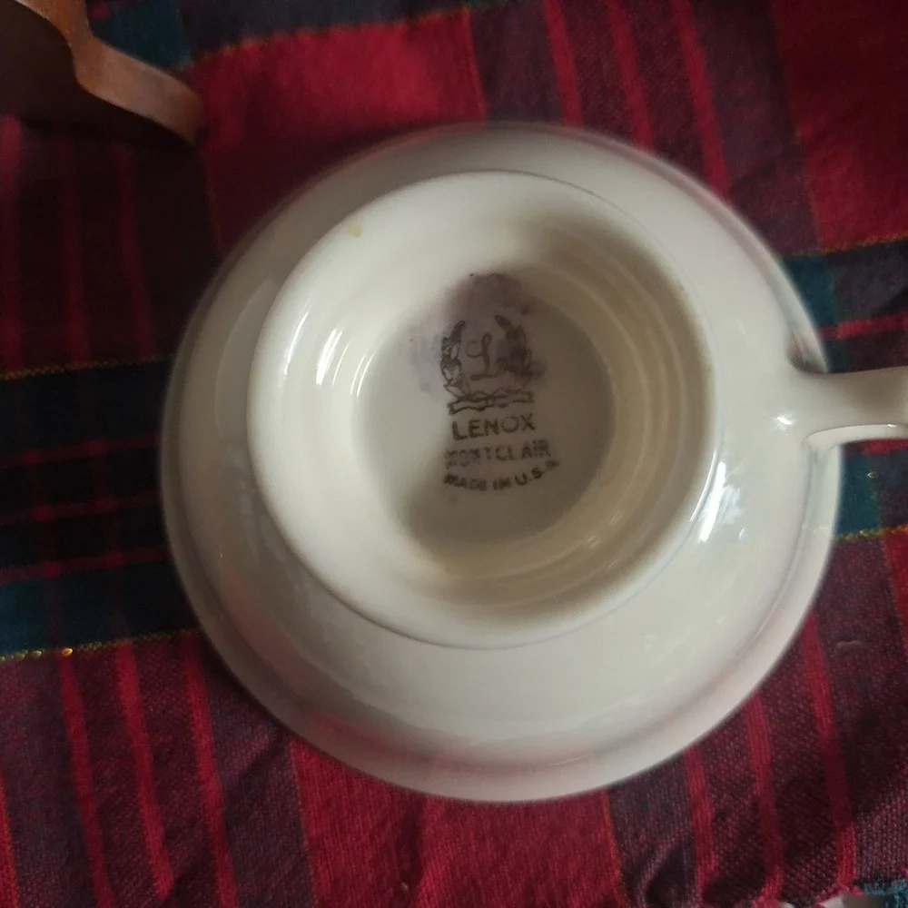 Lenox Montclair Teacup and Saucer Set Ivory Fine China Platinum Trim Made in USA